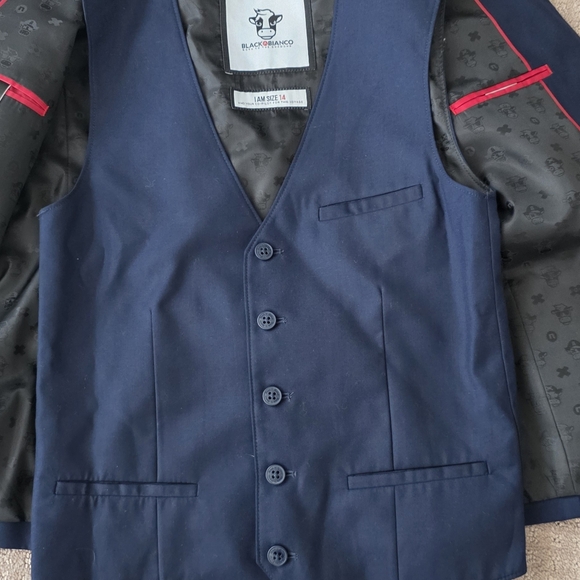 Black And Blanco Navy 3 Pc Suit Boys Size 14 - Picture 4 of 7